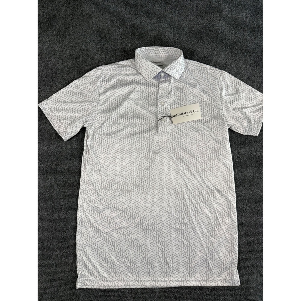 Collars & Co. Polo Mens Small Geometric Print Performance Shirt Short Sleeve NWT - Picture 2 of 8